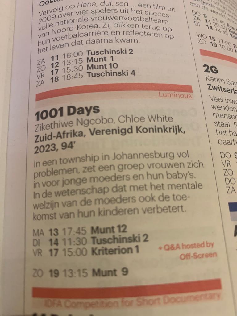 1001 Days Documentary (@1001daysdoc) on Twitter photo Only a few days until 1001 Days shows at @idfa! This festival is one of our favorites and is also one of the most prestigious on the documentary festival circuit - we can’t wait! Join us for screenings 13th-19th Nov. bit.ly/3QqMzZm <a href="/whalebonefilms/">Whalebone Films</a> #1001daysdoc #IDFA2023 Only a few days until 1001 Days shows at @idfa! This festival is one of our favorites and is also one of the most prestigious on the documentary festival circuit - we can’t wait! Join us for screenings 13th-19th Nov. bit.ly/3QqMzZm <a href="/whalebonefilms/">Whalebone Films</a> #1001daysdoc #IDFA2023