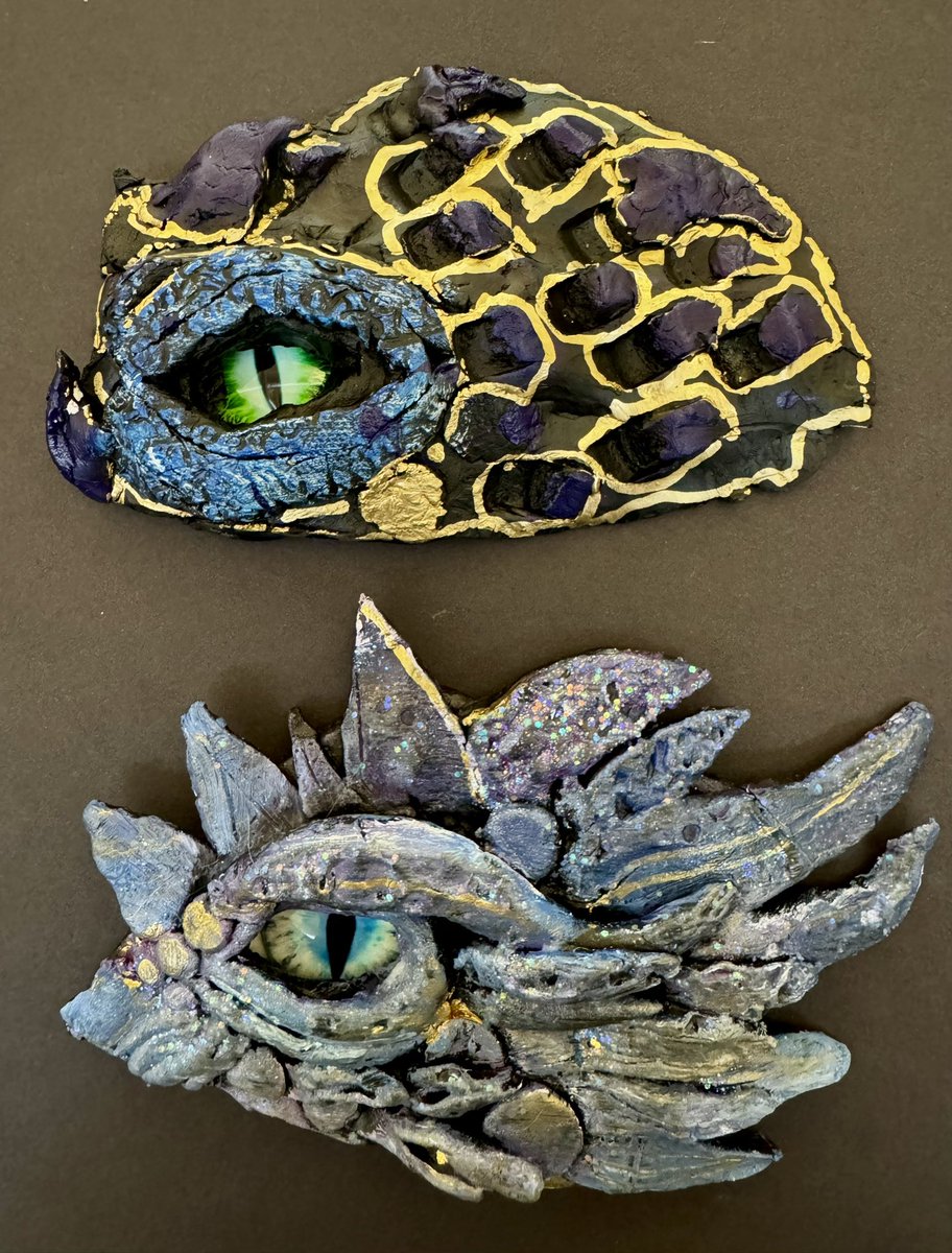 7th grade was fired up about it these clay dragon eyes!🐲 This lesson was packed with tons of learning nuggets - clay techniques, dry brush painting, texture, emphasis, contrast &amp; layering of color/paint materials..just to name a few! #weare7B #WeAreChappaqua