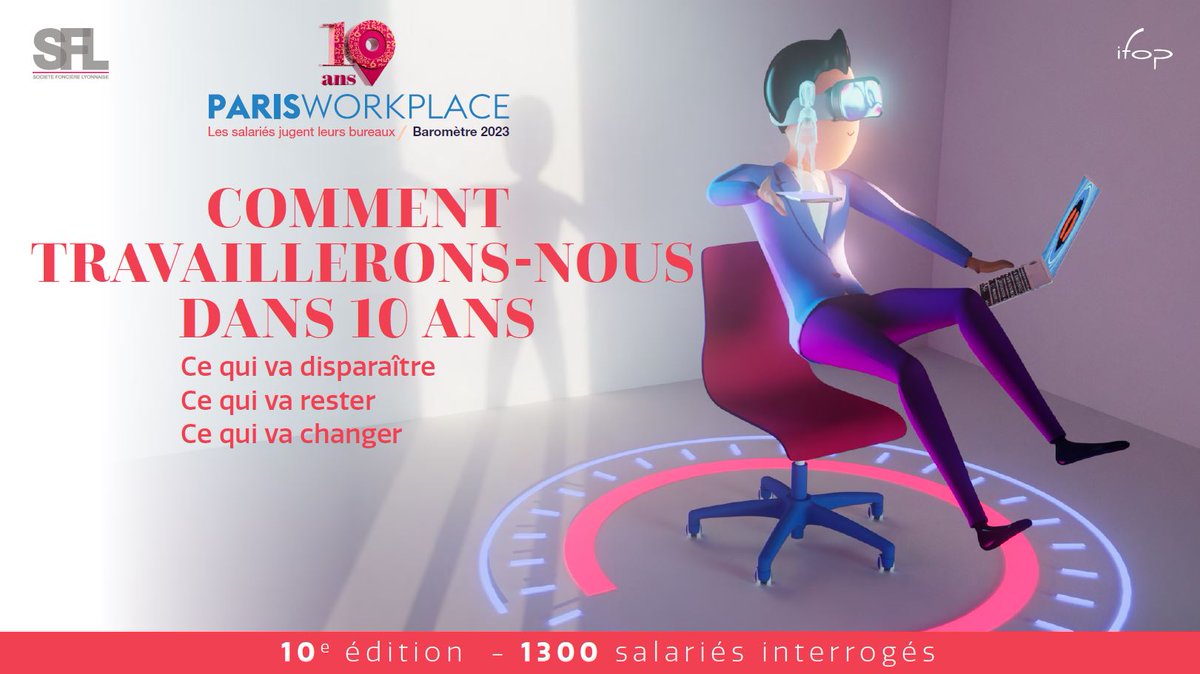 📅 Save the Date : les résultats du #ParisWorkplace 2023 @sfl / @IfopOpinion seront révélés le jeudi 16 novembre 2023 ! Thème ➡️ Comment travaillerons-nous dans 10 ans ? #Etude #Barometre