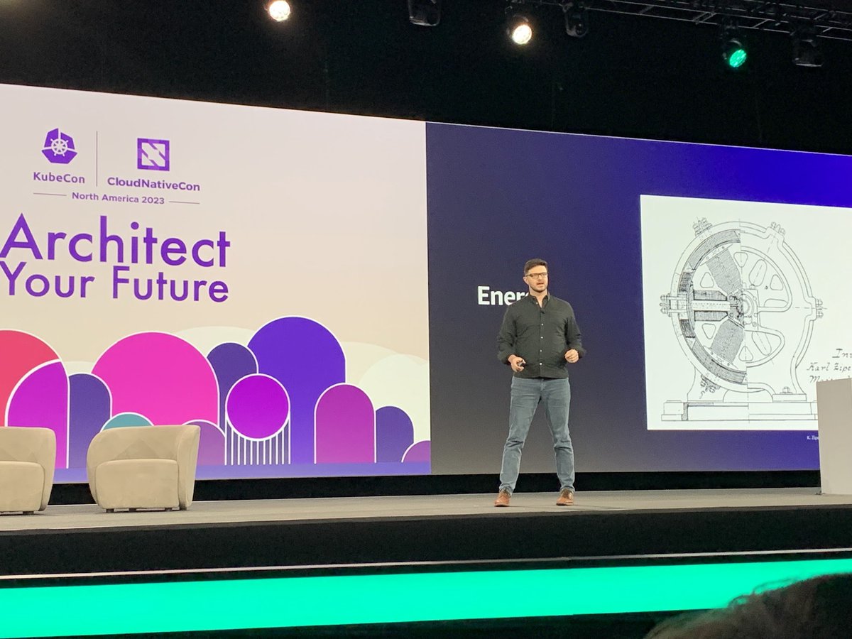 Nathan Taber, Head of Product - EKS announcing donation of Karpenter project to SIG-Autoscaling in Kubernetes during the "Reduce Reuse Recycle" keynote!

#kubernetes #karpenter <a href="/kubernetesio/">Kubernetes</a> <a href="/CloudNativeFdn/">CNCF</a>