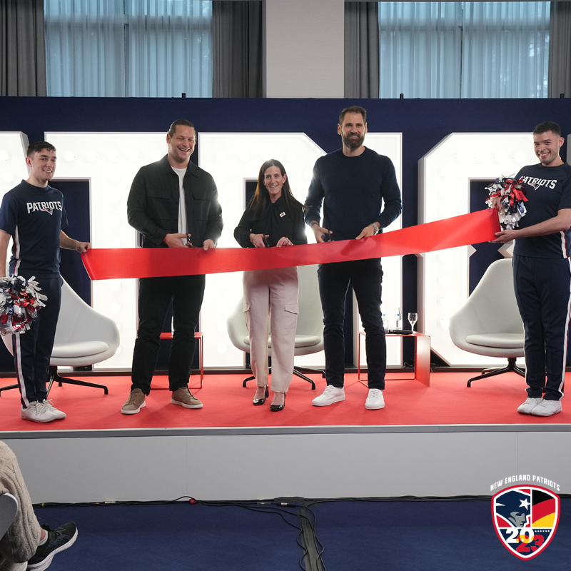 Patriots's tweet photo. "Mr. Kraft was saying in 2009, after I was drafted, that we're going to go play in Germany one day."

This weekend is a full circle moment for @SebVollmer as the Patriots get set to play in Frankfurt: https://t.co/Mhz7weo4x7 https://t.co/RQ0x5ZBMCf