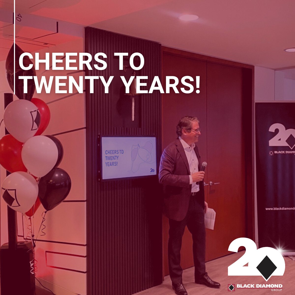 BlkDiamondGrp's tweet photo. At BDG we are proud of our team and welcome the opportunity to celebrate our collective achievements! Last Thursday, our teams gathered both virtually and at our Calgary office to partake in a Bell Ringing Ceremony and raise a toast to our remarkable two decades in business. https://t.co/3G6WEn6VBs