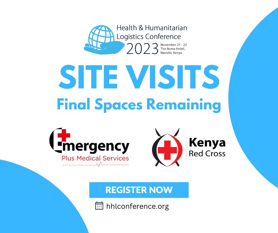 We have a final few spaces left on our <a href="/KenyaRedCross/">Kenya Red Cross</a> Warehouse complex visit and the <a href="/EMS_Kenya/">E-PLUS MEDICAL SERVICES</a> Emergency Ambulance Service visit.

Make sure you're registered for the conference to receive information on how to sign up to the site visits: bit.ly/HHL23