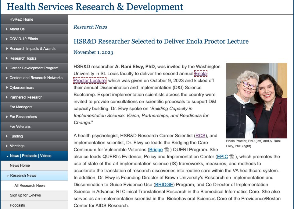 ICYMI, @ranielwy delivered the 2nd annual Enola Proctor Lecture at @WUSTL on dissemination & implementation research. hsrd.research.va.gov/news/research_…