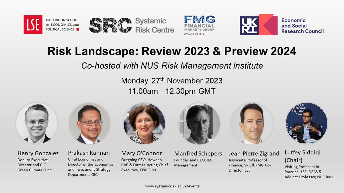 Systemic Risk Centre (@lse_src) on Twitter photo 📢 SAVE THE DATE!📢
The 4th edition of the annual <a href="/LSE_SRC/">Systemic Risk Centre</a> & <a href="/nus/">Nirmam Sandesara</a> RMI risk panel, as always, bringing together practitioners and academics, under Lutfey Siddiqi's dynamic chairing #LSEriskSRC
systemicrisk.ac.uk/events/risk-la… 📢 SAVE THE DATE!📢
The 4th edition of the annual <a href="/LSE_SRC/">Systemic Risk Centre</a> & <a href="/nus/">Nirmam Sandesara</a> RMI risk panel, as always, bringing together practitioners and academics, under Lutfey Siddiqi's dynamic chairing #LSEriskSRC
systemicrisk.ac.uk/events/risk-la…
