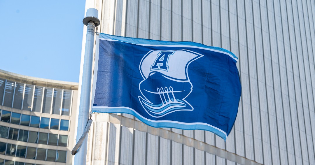 Arrrrgooooosssss! The @TorontoArgos flag flies high at City Hall today ahead of the #GCPlayoffs. Wishing the team the best of luck in their playoff run. 
#PullTogether
