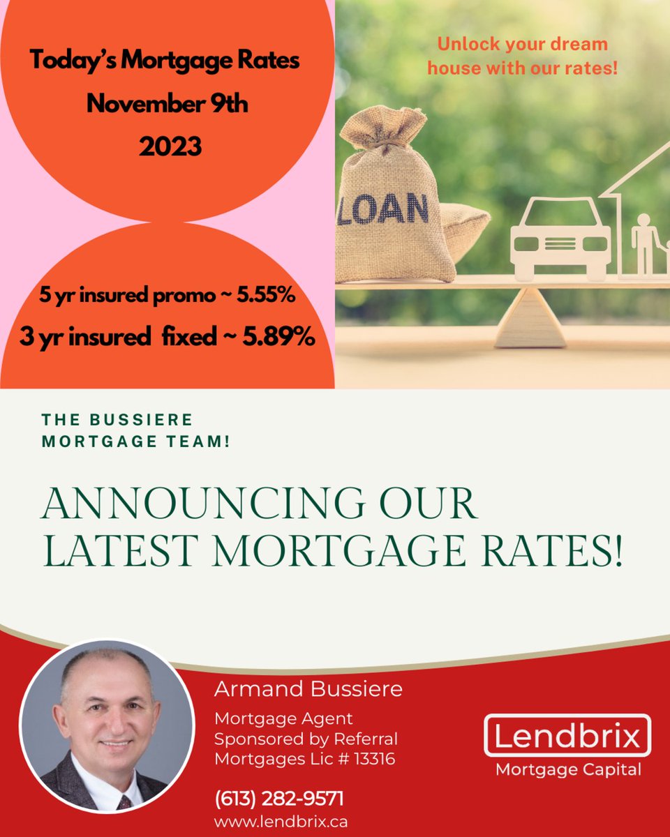 🎉 New mortgage rates are here! The Bussiere Mortgage Team is ready to help you save. Tell your friends & family in Ontario to check us out before they renew or buy! #MortgageDeals #MortgageRenewals #OntarioRealEstate #HomeOwnership