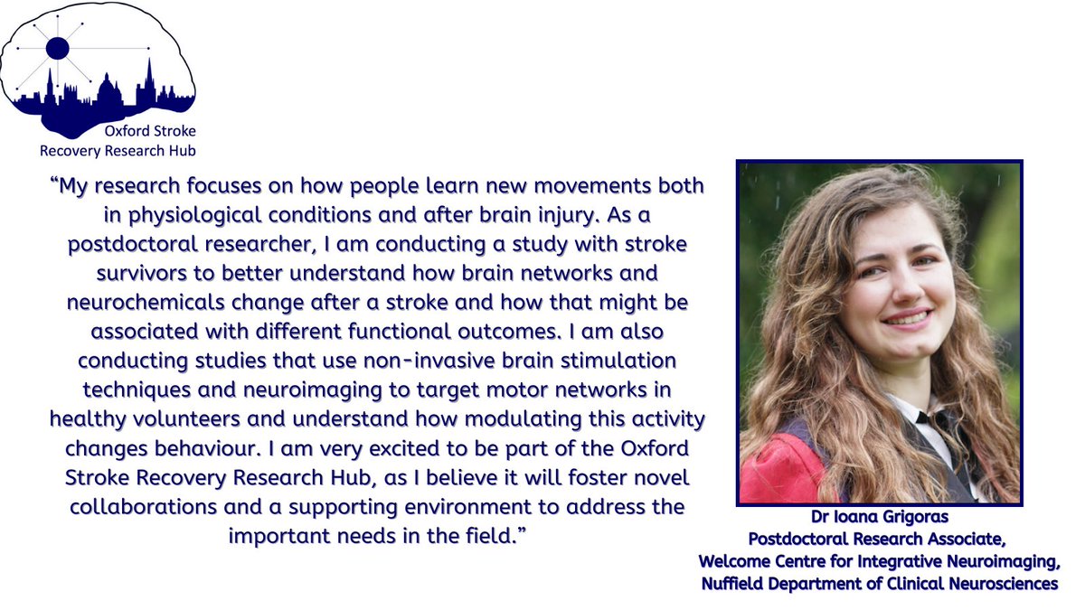 ✨ MEMBER INTRODUCTION ✨

Introducing Dr Ioana Grigoras as one of the member’s of our Oxford Stroke Recovery Research Hub 🧠 

Who’s Ioana? What does she do? and what does she hope for our hub? 

Find out below! 👇🔎

#Strokerecovery #SRRH