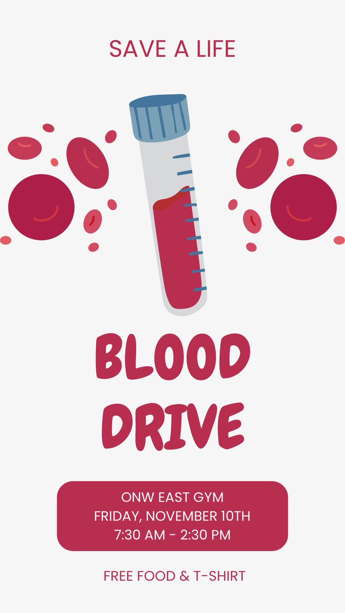 The blood drive is tomorrow! Donate blood to save lives and get free food!
Use this link to sign up: donate.savealifenow.org/donor/schedule…