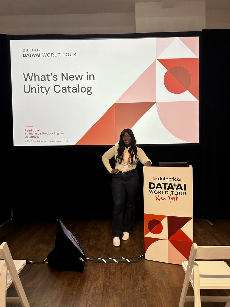 pearltheceo's tweet image. Data + AI World Tour NYC✅ I had the pleasure of speaking about the latest features for Databricks SQL and Unity Catalog!

Please don’t hesitate to reach out and let me know how we can continue to support your data and AI needs! 
•
•
•
#databricks #unitycatalog #databrickssql