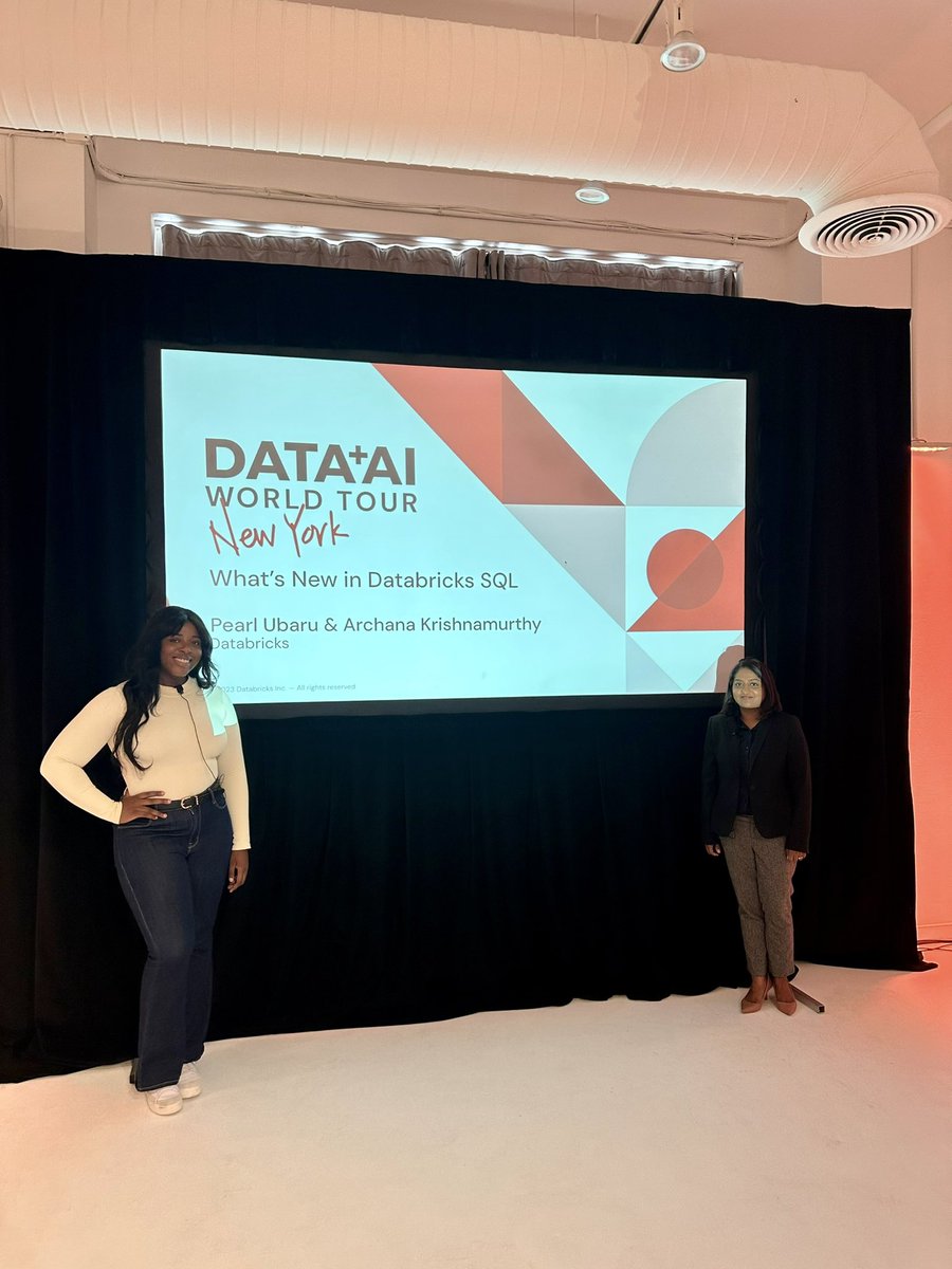 Data + AI World Tour NYC✅ I had the pleasure of speaking about the latest features for Databricks SQL and Unity Catalog!

Please don’t hesitate to reach out and let me know how we can continue to support your data and AI needs! 
•
•
•
#databricks #unitycatalog #databrickssql