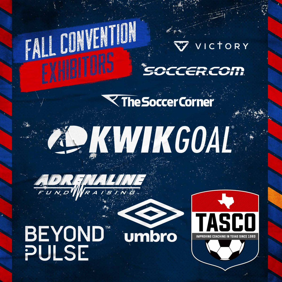 We are one week away from our 2023 #TASCO Convention! Make plans now to check out our Exhibitors for this year! #TXHSSoccer #TXHSSoc #TASCOConvention23