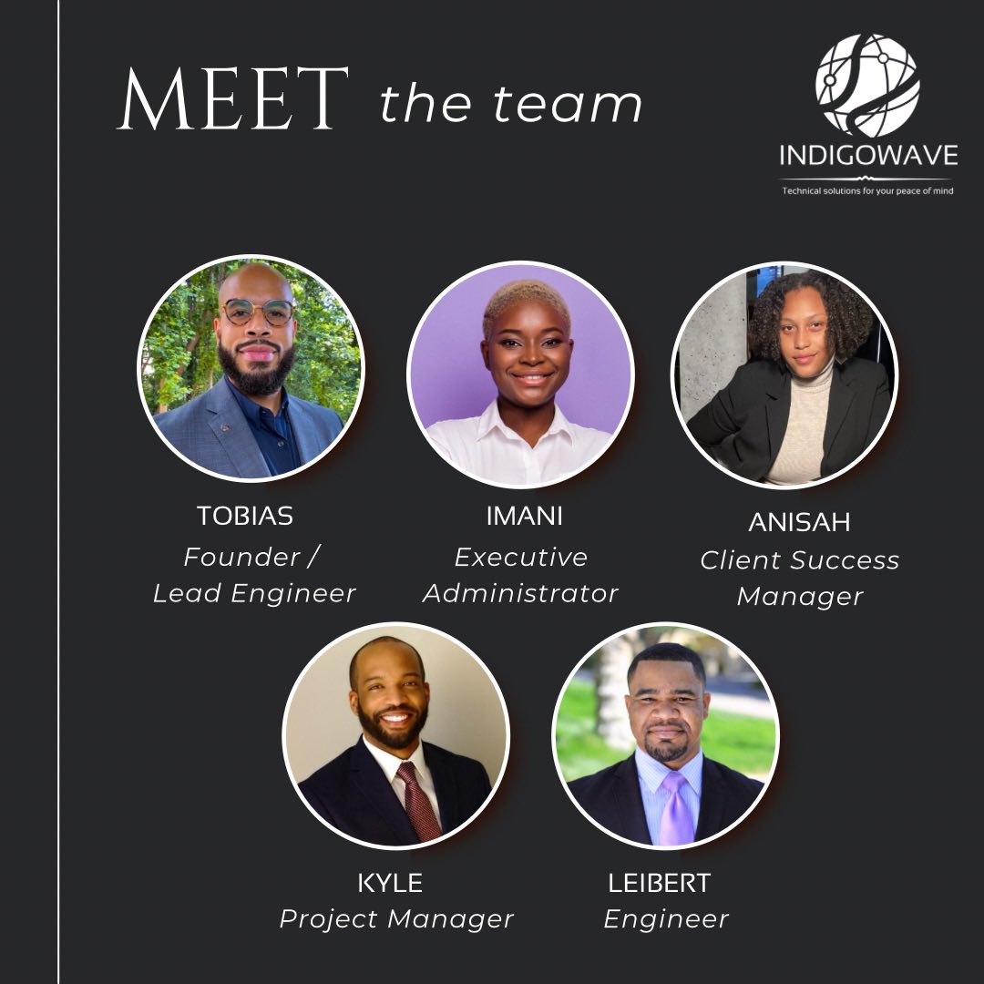 🚀 Meet the team turning visions into reality at IndigoWave! We are the dream weavers for your tech needs, ensuring startups and minority businesses don't just compete, but lead the game. #TeamBehindTheDream #InclusiveInnovation #TechForAll