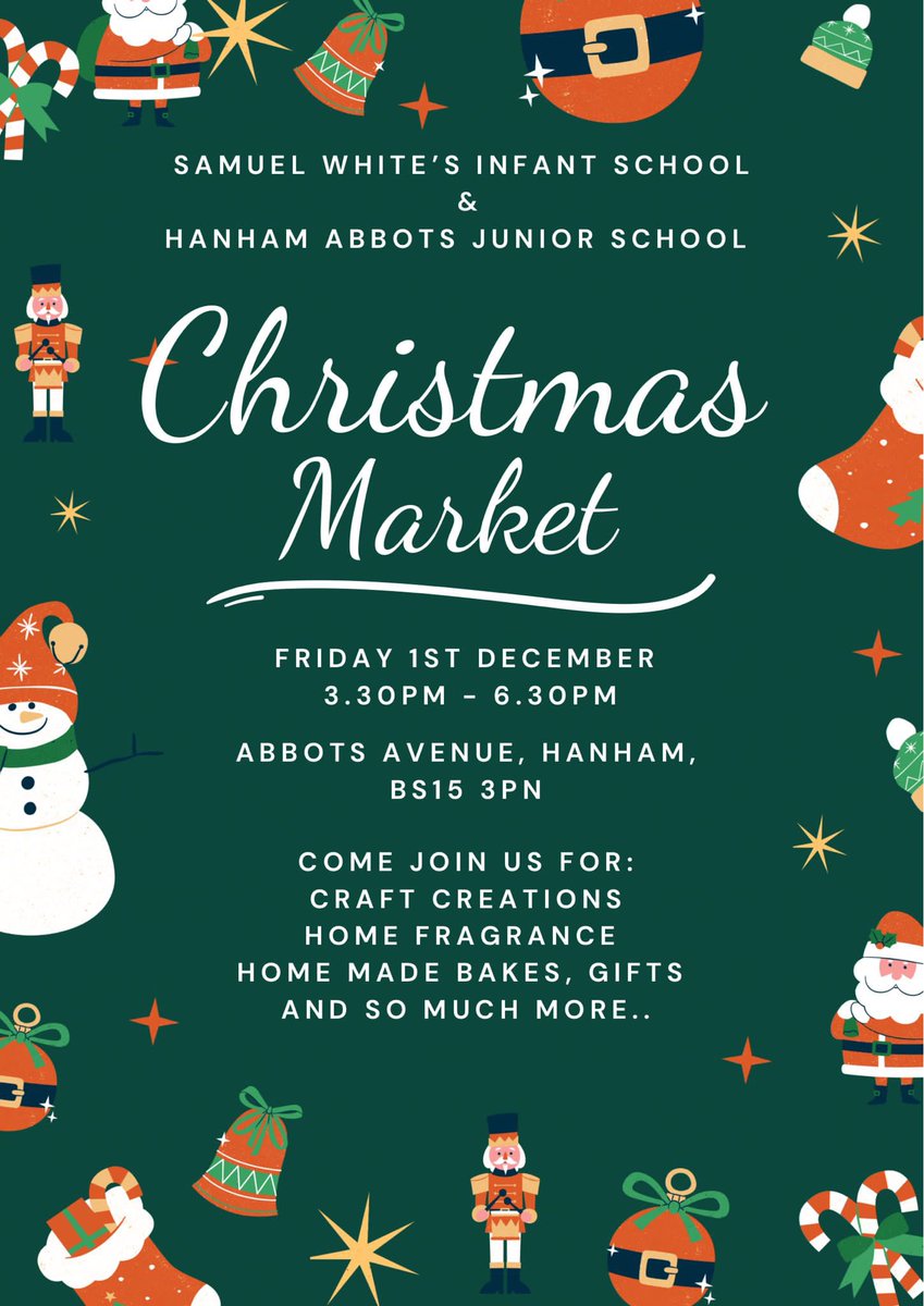 Please join us for our Christmas Market on Friday 1st December, 3.30-6.30pm.