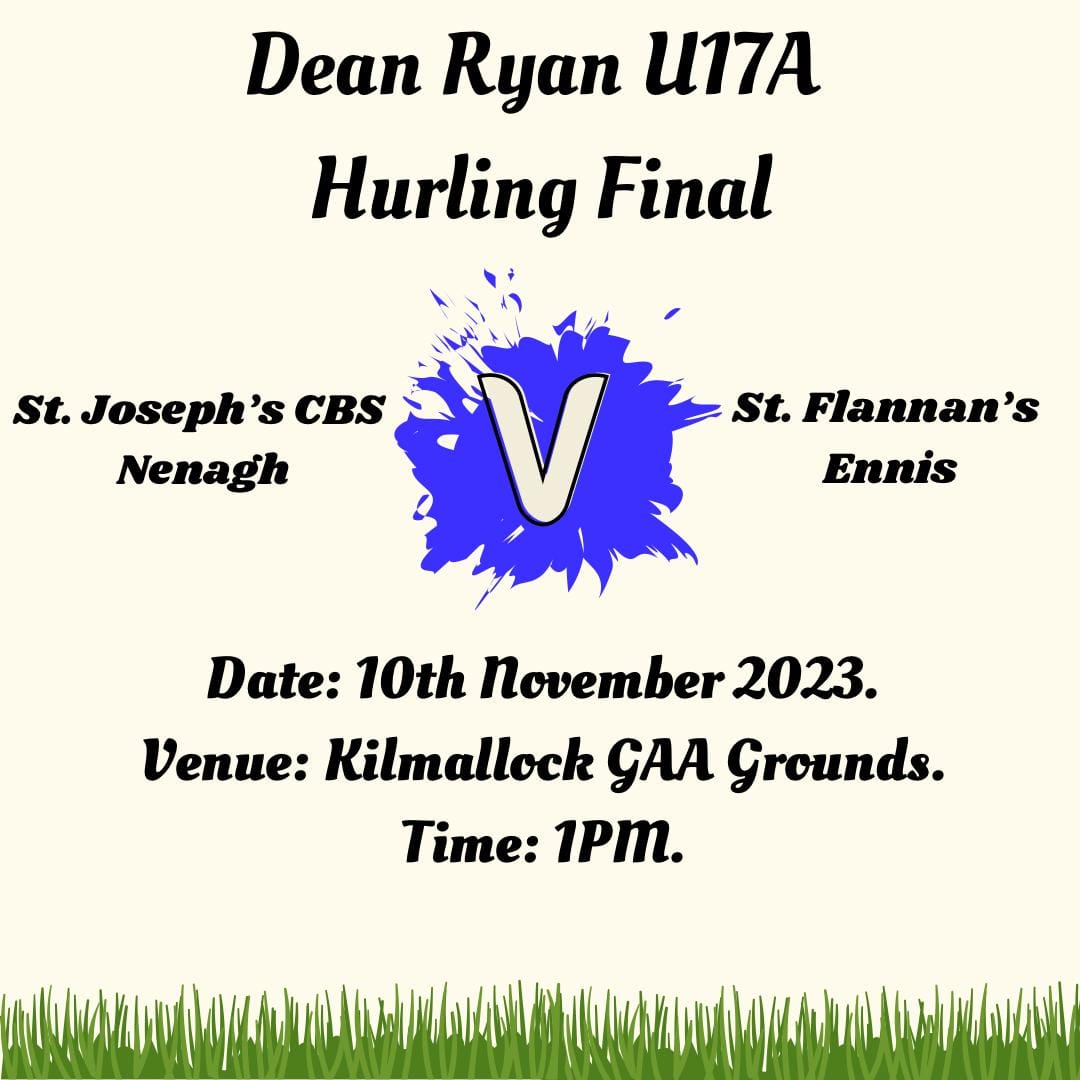 PortroeGAACamo's tweet photo. Good luck to Liam O'Callaghan, Matty Madden, Jack Quinn, Robert Horan and Nenagh CBS U17 hurlers in the Dean Ryan U17A hurling final against St. Flannan's Ennis, this Friday 10th of Nov in Kilmallock at 1pm. The team would appreciate your support.
#deanryan https://t.co/aZcX1kYi2k