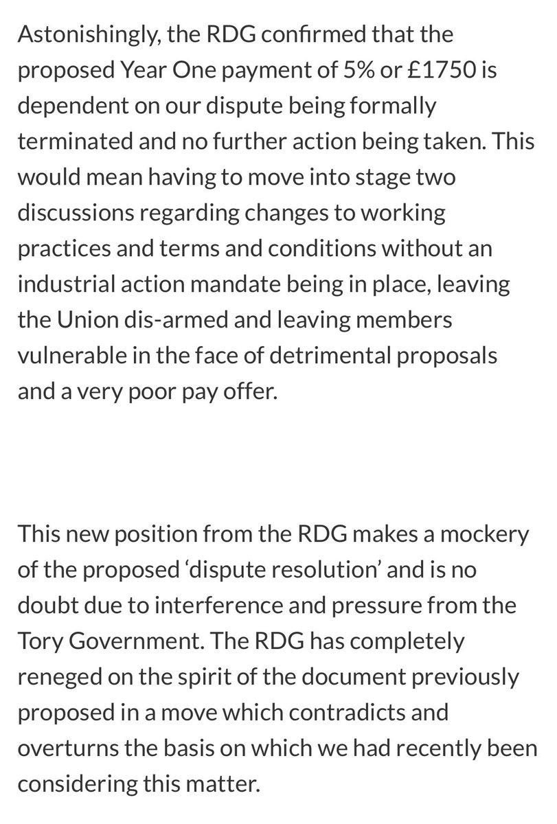 While I welcome what appears to be supportive words from the RMT towards solving this dispute, there can be no doubt it has walked back from its red line need to have a strike mandate before talks as this section of a letter to members last April explained…