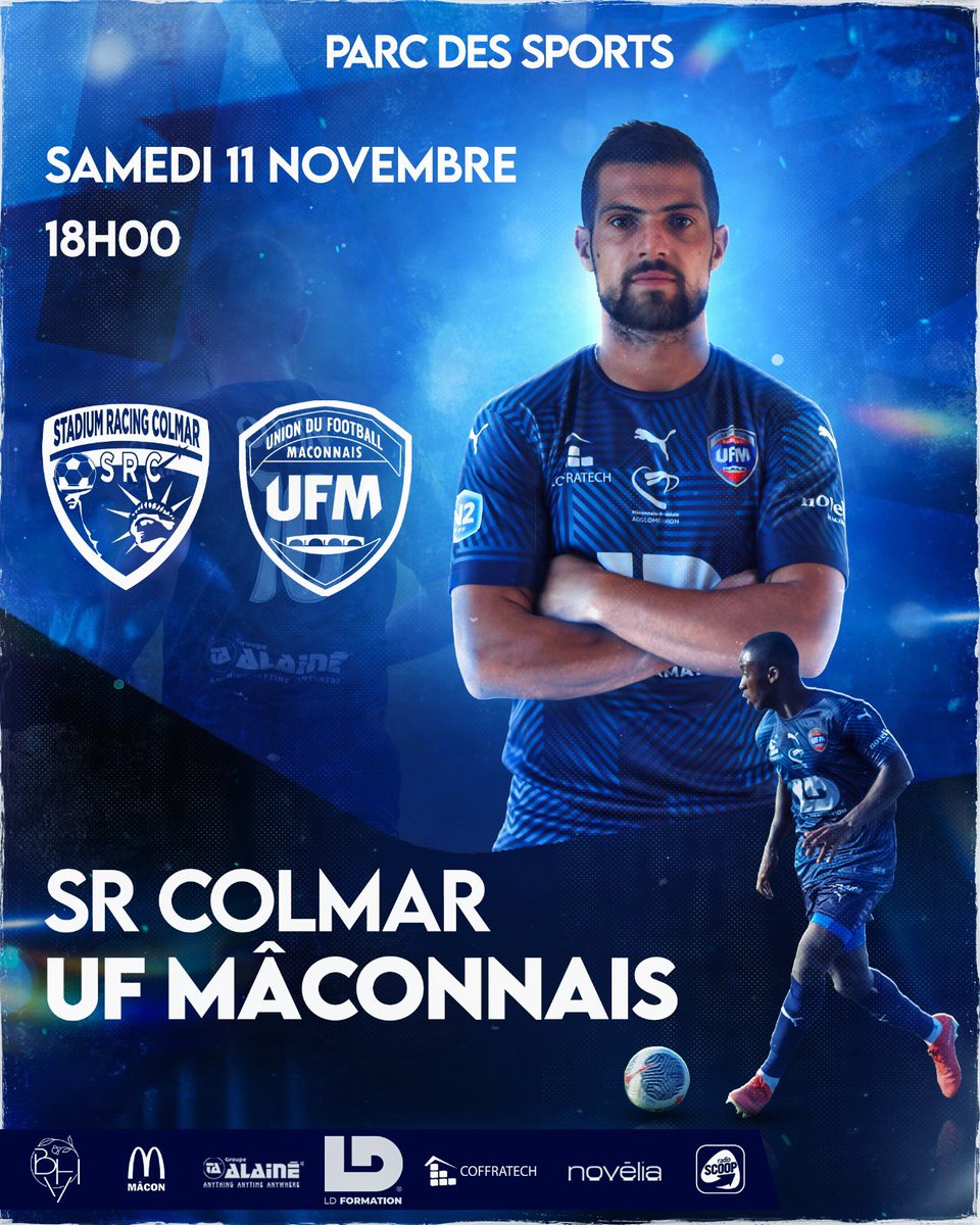 ➡ 𝗣𝗥𝗢𝗖𝗛𝗔𝗜𝗡 𝗠𝗔𝗧𝗖𝗛

L’UFM se déplace à Colmar ce week-end dans le cadre de la 9ème journée de National 2 ! ⚡️

🆚 SR Colmar 
📆 Samedi 11 novembre
🕖 18:00
🏟 Parc des Sports

#SRCUFM