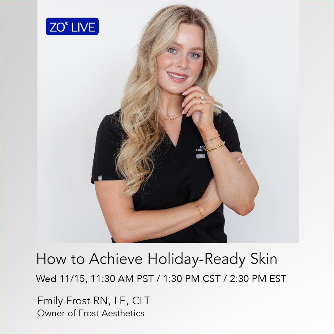 zoskinhealth's tweet photo. Emily Frost, RN, LE, CLT takes over LIVE on Instagram to share her favorite in-office treatments + skincare that are sure to boost glowing skin. Tune in Wednesday 11/15 at 11:30AM PST/1:30PM CST/2:30PM EST IG: @zoskinhealth #ZOGloPro #ZOLIVE #zoskinhealth #committoyourskin https://t.co/R6qoeCakvK