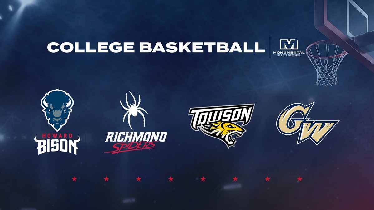 More hoops on Monumental Sports Network! 🏀

We’ll broadcast 50 #CBB games, incl. 21 women’s contests, from <a href="/GW_MBB/">GW Men's Basketball</a> &amp; <a href="/GW_WBB/">GW Women's Basketball</a>, <a href="/HUMensBB/">Howard Men’s Basketball</a> &amp; <a href="/Howard_WBB/">HowardWBB</a>, <a href="/SpiderMBB/">Richmond Basketball</a> &amp; <a href="/SpiderWBball/">Richmond Women’s Basketball</a>, <a href="/Towson_MBB/">Towson Men's Basketball</a> &amp; <a href="/Towson_WBB/">Towson Women's Basketball</a>  + a partnership with <a href="/HBCUGoTV/">HBCUGO.TV</a>.

#TheGamesOn: bit.ly/46fvfwk