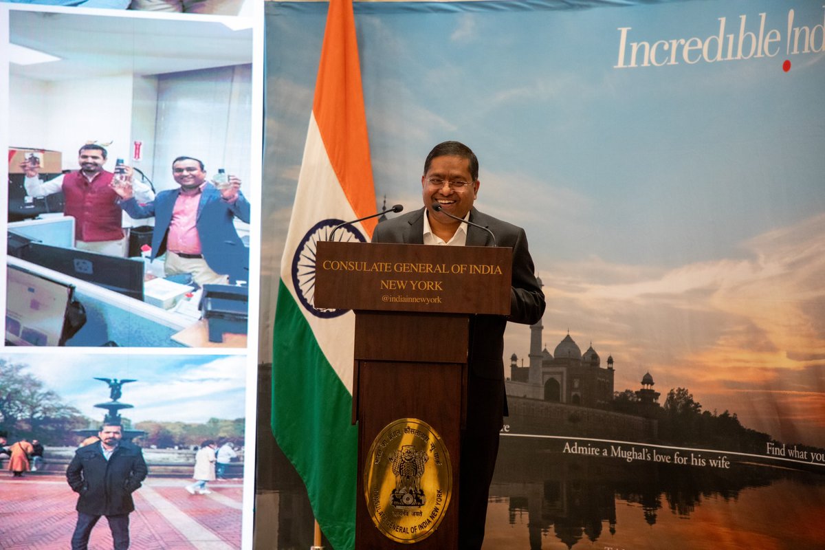 IndiainNewYork's tweet image. Team #Consulate bid #farewell to Mr Aman Saini. 
CG @randhir_jk thanked him for his dedication, support &amp;amp; hard work during tenure, esp. his contribution towards dealing with people&apos;s issues during the pandemic
Wish him best for his next innings in Myanmar.