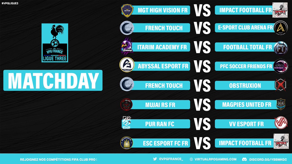 VPGFrance_'s tweet photo. ⚽️ MATCHS DAYS ! ⚽️

09/11 📆

Voici les matchs de la soirée !

Bonne sessions à tous 🤝

🇫🇷 LIGUE 3 🇫🇷 https://t.co/U0ewcJCzlI
