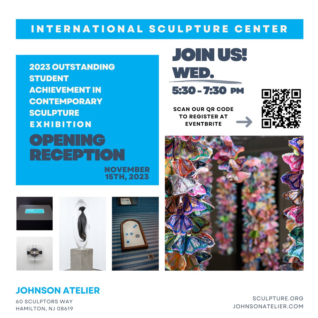 IntSculptureCtr's tweet image. You're invited! Join the ISC on Wednesday, November 15, at Johnson Atelier for the Opening Reception of the 2023 Outstanding Student Achievement in Contemporary Sculpture Award. Sign up at: eventbrite.com/e/754089270307… #studentawards #sculpture #contemporarysculpture