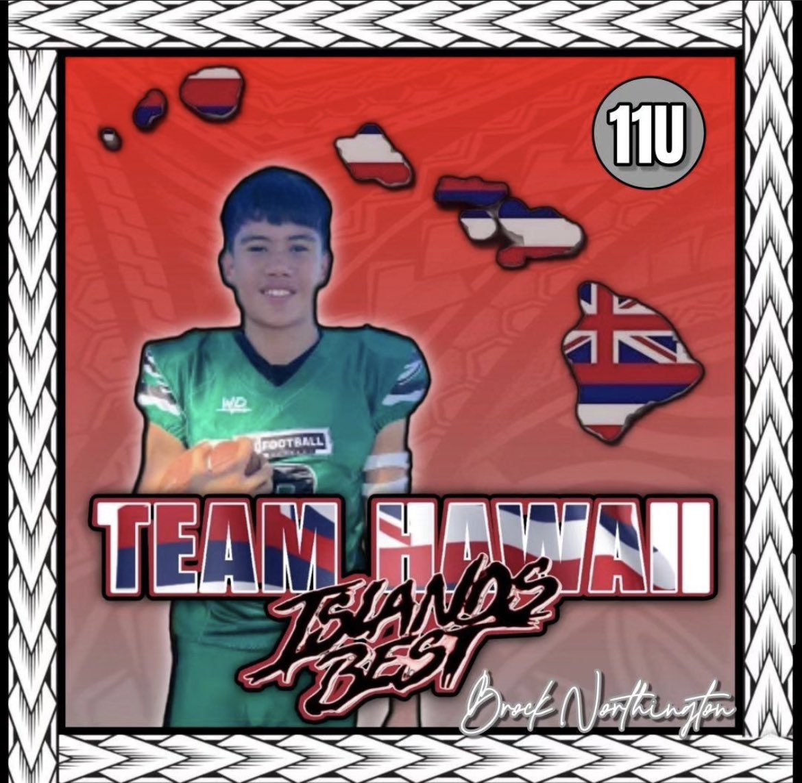 BNorthington86's tweet photo. I am truly humbled! After a challenging tryout, I would like to announce that I have been selected for the 2024 Islands Best Polynesian Youth Football Bowl for Team Hawai’i! #808vsEverybody https://t.co/BpCwYKYQ9t