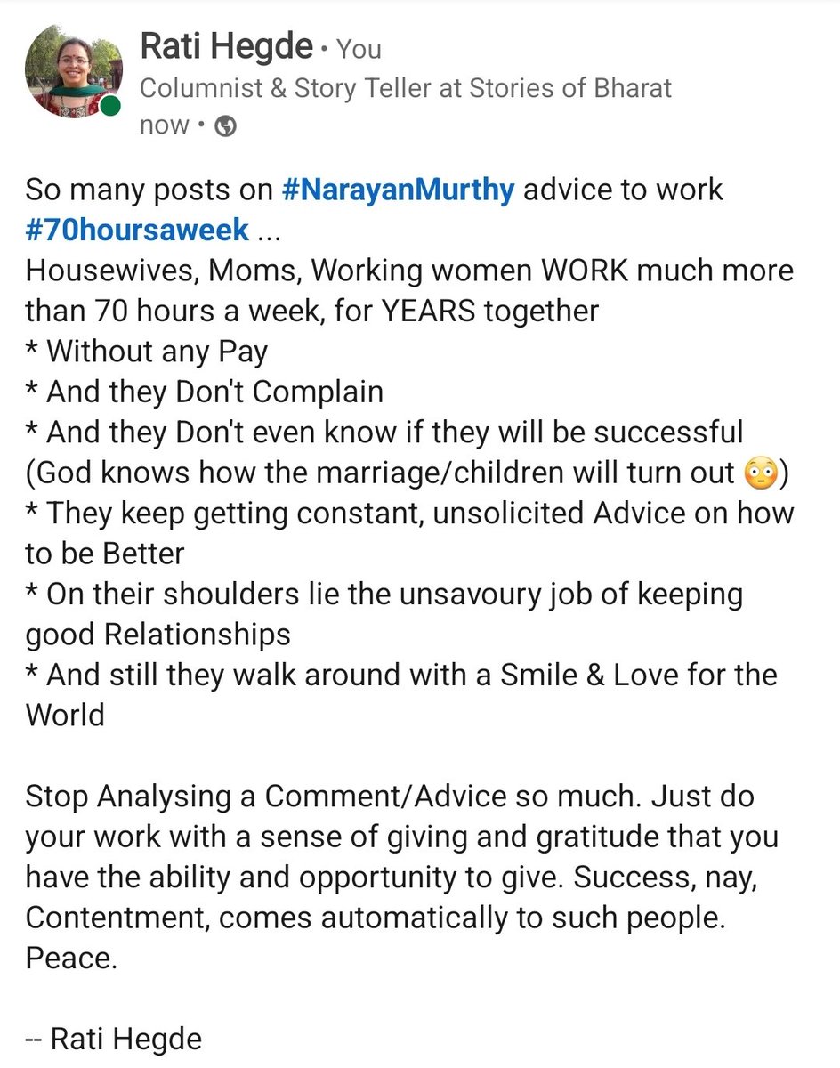 ratihegde's tweet image. #NarayanMurthy 
#70hoursaweek