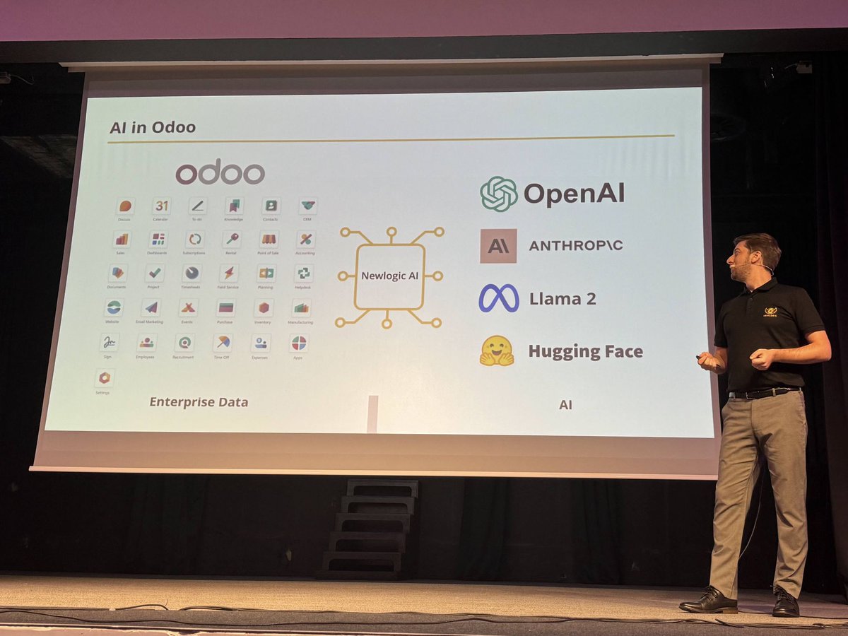 newlogic's tweet image. Thrilled to share that Jérémy Bethmont, our Co-founder and VP of Engineering, was a highlighted speaker at #OdooExperience2023, where he showcased #Newlogic&apos;s latest innovation: the integration of #ChatGPT with #Odoo.

In his presentation, &apos;ChatGPT Integration in Odoo for…
