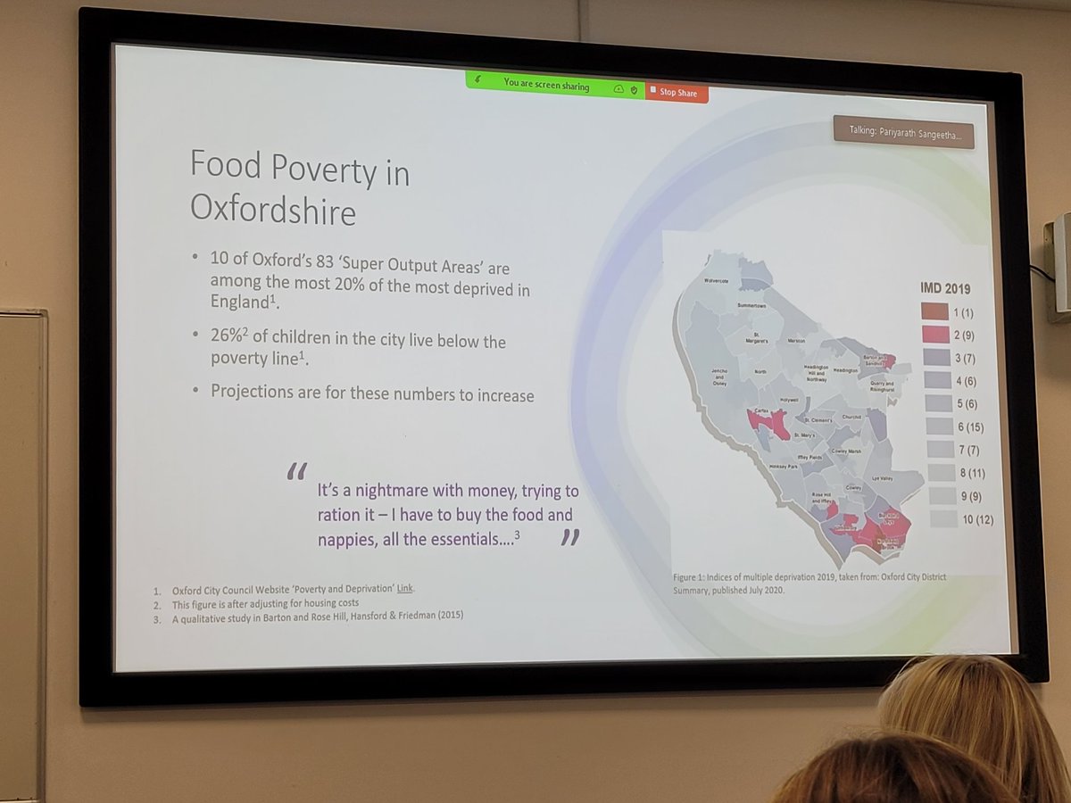 Such an interesting talk today by Caroline Welch from @GoodFoodOxford! Our Nutrition students we very engaged in the talk on food poverty & justice through out Oxfordshire. Thanks @DrThondre for organising! @brookeshls @OBU_Nutrition