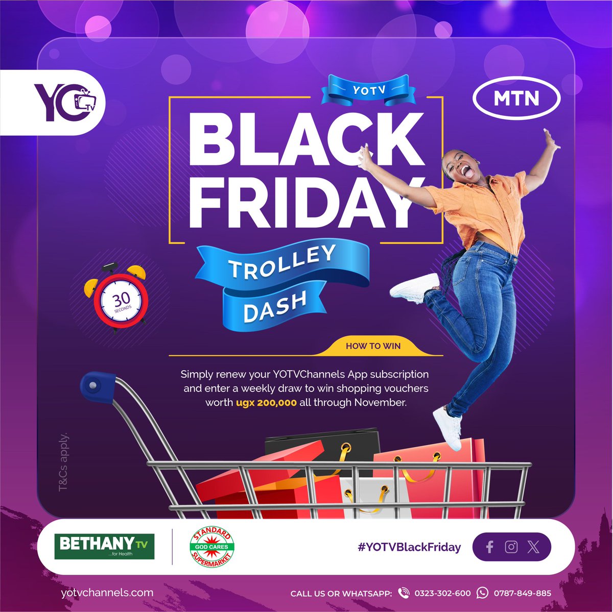 As you follow your favorite movies, tv and radio stations on @YOTVChannelsUG , don't forget to keep renewing your monthly subscription to claim a chance of being one of the lucky winner in the #YOTvBlackFriday offer. #TogetherWeAreUnstoppable