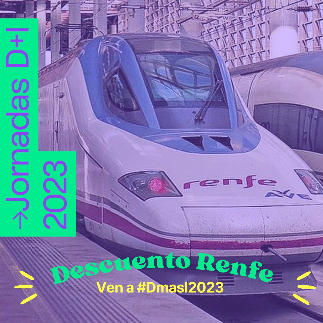 🚆¿Vienes a #DmasI2023 en tren? Entonces nuestro descuento con <a href="/Renfe/">Renfe</a>, te interesa.

Escríbenos a divulgacioninnovadora@gmail.com y, si ya te has inscrito, te lo enviamos. ¡Conseguirás tus billetes de tren más baratos! 🙌