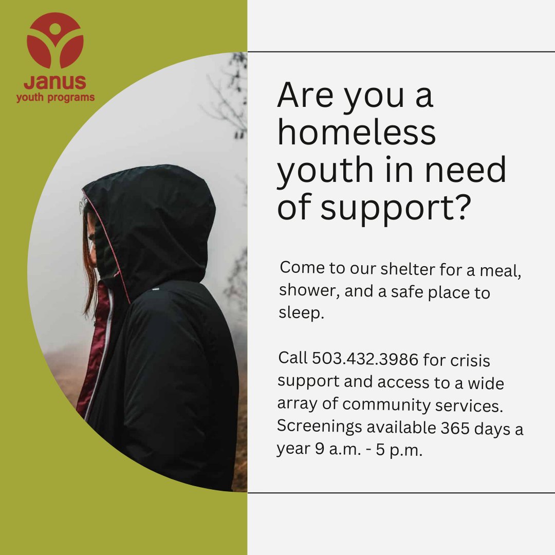 Are you a #homelessyouth in need of support? Call 503.432.3986 for crisis support and access to community services.