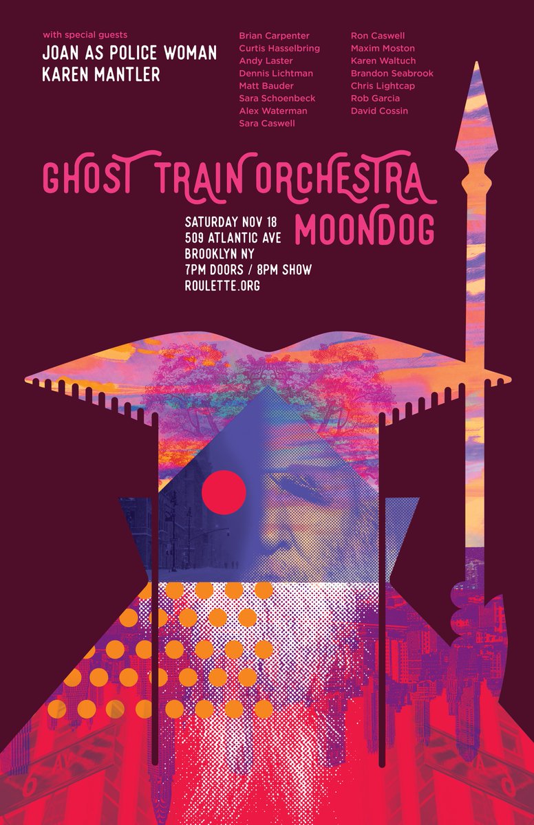Ghost Train Orchestra (@ghosttrainorch) on Twitter photo Coming up Saturday November 18th. Our record release show with special guests <a href="/JOANPOLICEWOMAN/">JOAN AS POLICE WOMAN</a> and Karen Mantler celebrating the wonderful world of Moondog! Tickets here: roulette.org/event/ghost-tr… Coming up Saturday November 18th. Our record release show with special guests <a href="/JOANPOLICEWOMAN/">JOAN AS POLICE WOMAN</a> and Karen Mantler celebrating the wonderful world of Moondog! Tickets here: roulette.org/event/ghost-tr…