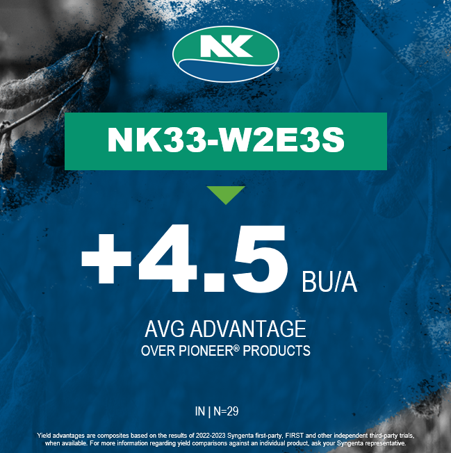 NKSeeds's tweet photo. ๐ฑNK33-W2E3S soybeans demonstrated a remarkable 4.5 Bu/A average yield advantage over Pioneer products in a total of 29 trials in Indiana!โ
#HarvestNK23 https://t.co/NrNwqMJ2PY