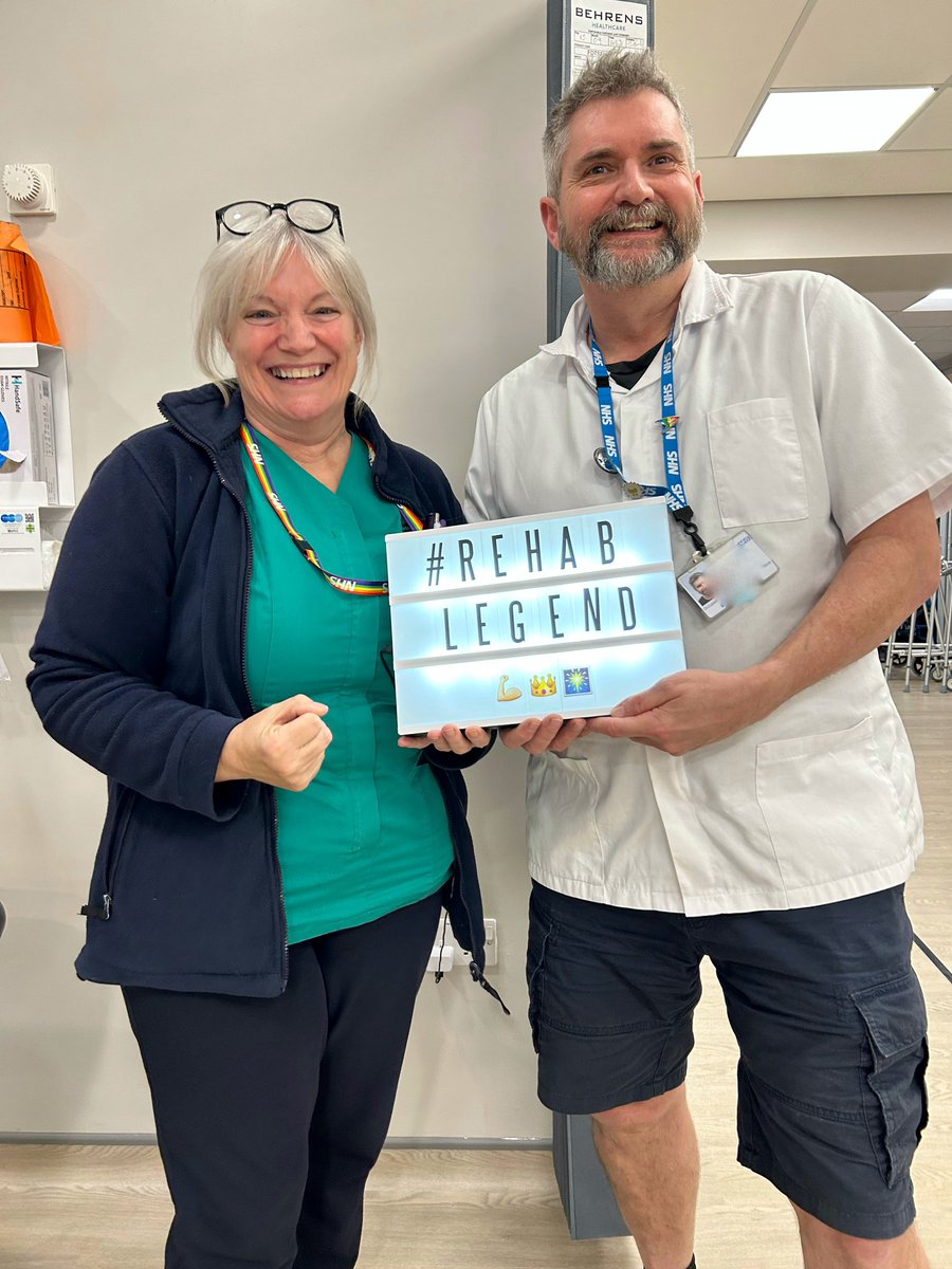 Well done to #rehablegends Anne and Andy, who were chosen by our team this month, for going above and beyond in supporting patients and colleagues 💫👏🏻👏🏻👏🏻