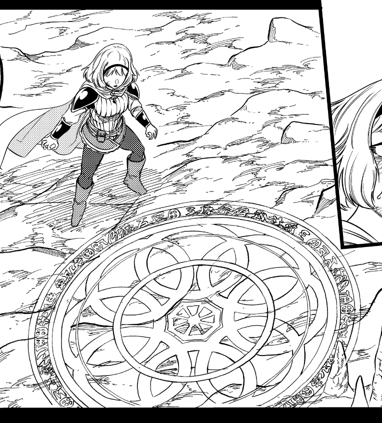 マツケンクエスト、たくさんの反応をいただけて嬉しいので、作画小噺をひとつ・・・
マツケンが異世界に召喚された時の魔法陣、アシさんに全体図を書いてもらっていて、一番外側には「恵比寿田町多摩五反田 三鷹」と描いてます、あの曲のリズムに乗りながら音読すると楽しいです