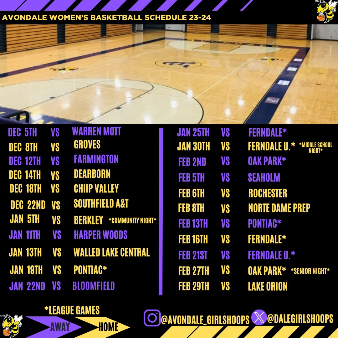 Avondale Girls Basketball (@dalegirlshoops) on Twitter photo Hereโs our official schedule for the 23-24 season!!! Weโve had a great offseason and weโre looking to win a bunch of games and compete!!! Please come out and support! ๐๐#GetBackSeason #OAA <a href="/MichHSBball/">Mich HS Bball</a> <a href="/MittenRecruit/">MittenRecruit</a> <a href="/PrepHoopsMI/">Prep Hoops Michigan</a> <a href="/MIPrepZone/">MIPrepZone</a> <a href="/AvondaleSports/">Yellow Jackets</a> Hereโs our official schedule for the 23-24 season!!! Weโve had a great offseason and weโre looking to win a bunch of games and compete!!! Please come out and support! ๐๐#GetBackSeason #OAA <a href="/MichHSBball/">Mich HS Bball</a> <a href="/MittenRecruit/">MittenRecruit</a> <a href="/PrepHoopsMI/">Prep Hoops Michigan</a> <a href="/MIPrepZone/">MIPrepZone</a> <a href="/AvondaleSports/">Yellow Jackets</a>