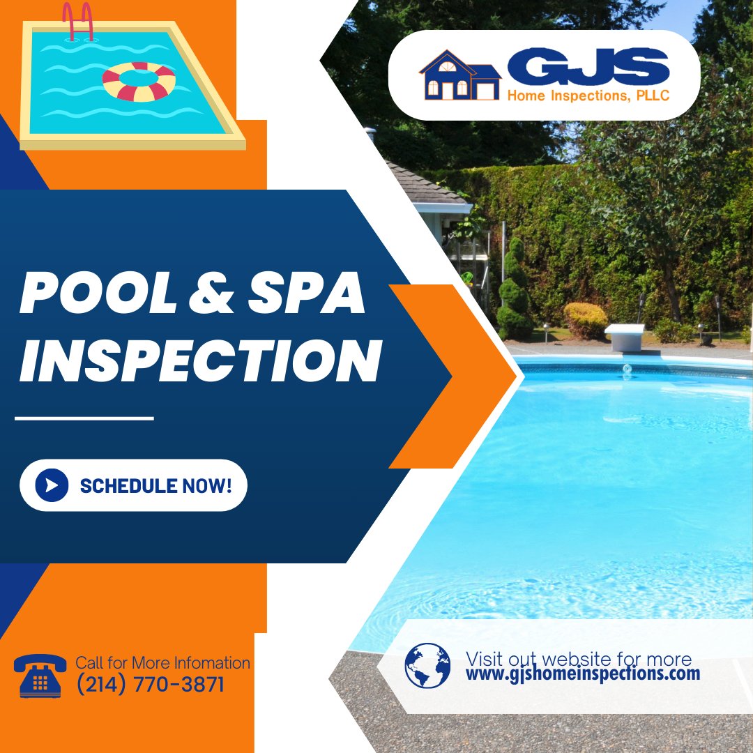 GarrettSchaan's tweet image. 🏊‍♂️ Dive into your home, knowing your pool or spa is in great shape! At GJS Home Inspections, our Pool and Spa Inspections ensure that your aquatic oasis is safe, functional, and ready for enjoyment. Contact us today! #PoolInspections #RelaxationReady