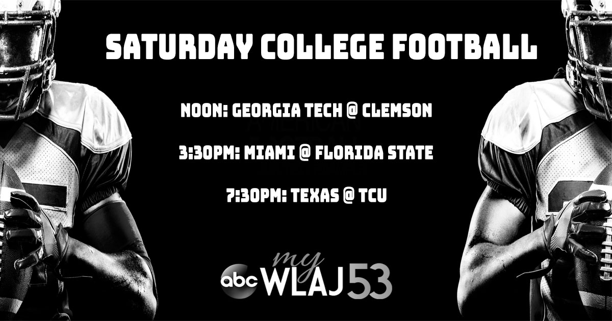 WLAJ6's tweet photo. Tune into ABC 53 all day for Saturday College Football! https://t.co/cj1yCCDWLn