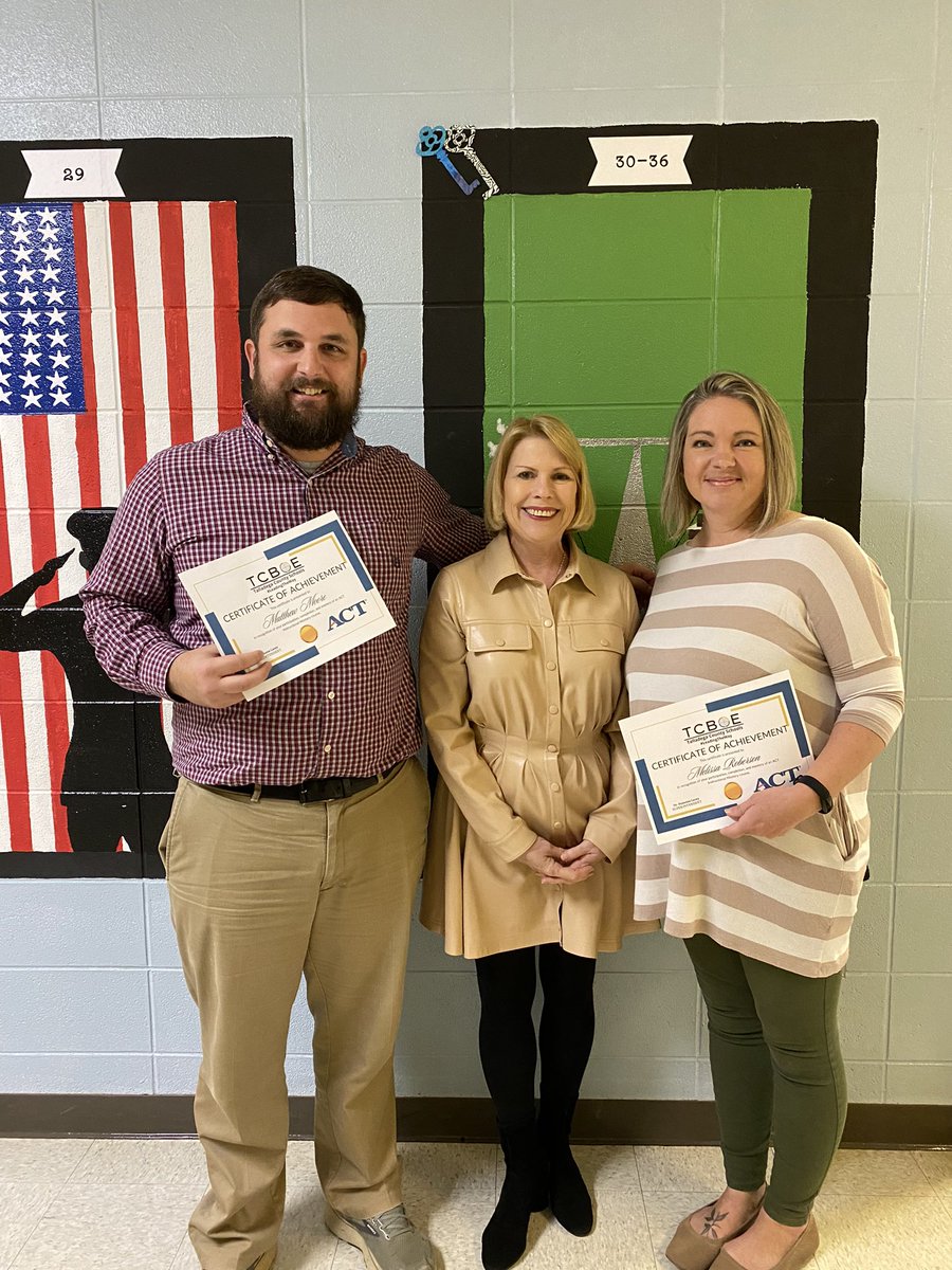 Congratulations to Coach Moore, Mrs. Roberson, and Mrs. Chaplin for getting ACT Certification.