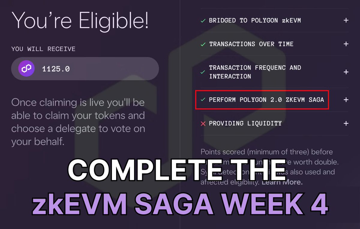 thekuchh's tweet photo. 🚨 Don't miss the Polygon zkEVM Saga Week 4!

This could be one of the criteria for $POL airdrop!

Let's confirm our eligibility🧵⬇️ https://t.co/qJWZwrCxNy