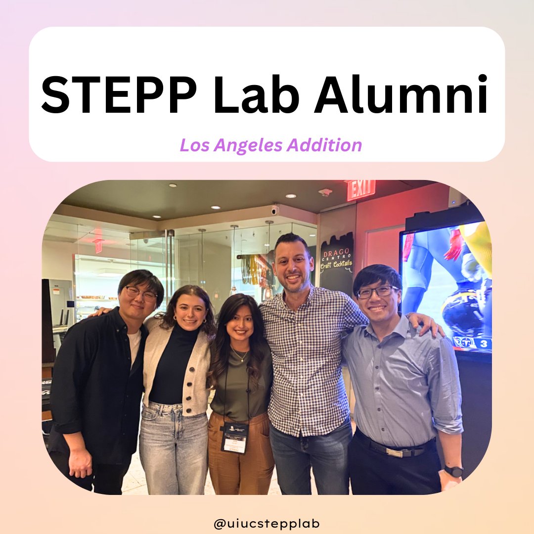 LabStepp's tweet photo. Connecting with STEPP lab alumni in Los Angeles at the @ISTSSnews conference was a highlight! We are immensely proud of the outstanding work and research you are contributing to improve our community. #clinicalpsychology #gradstudent #researchconference #universityofillinois https://t.co/B1HzfII7NM