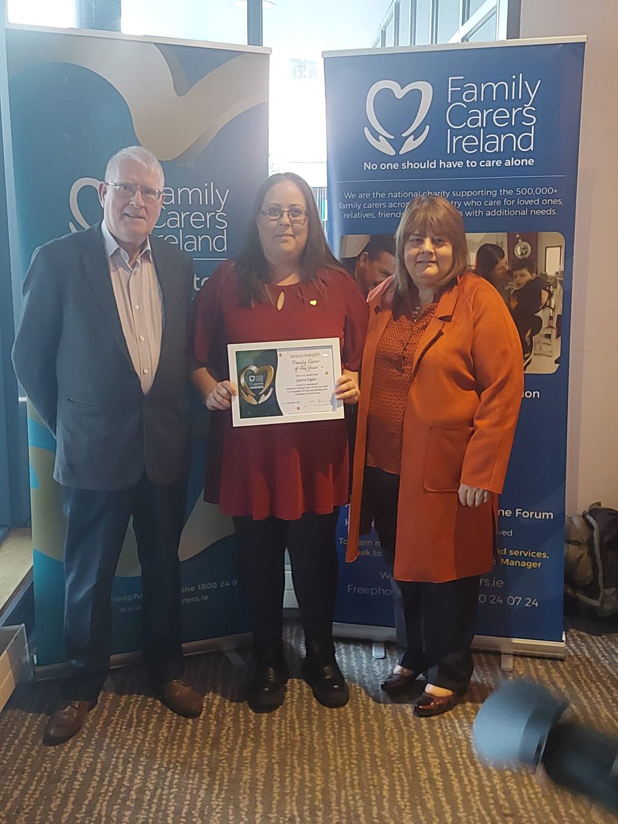 I’m so honoured to be awarded Westmeath Family carer of the year today. Thank you @CarersIreland for all you do to acknowledge and support family carers. Thank you so much Louise O'Keeffe for the lovely nomination 💗