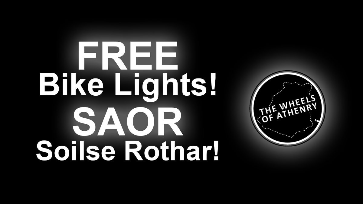 A cue had formed for FREE bike lights last night! - 40 sets of front ⚪️ and rear🔴off to happy bikes in Athenry!

Boxes of FREE lights can be found in cafes from Saturday👇

The Nook 
The Old Barracks Cafe
Le Pause Dessert
The Town Cafe

#LightUpYourBike #LasSolasArDoRothar