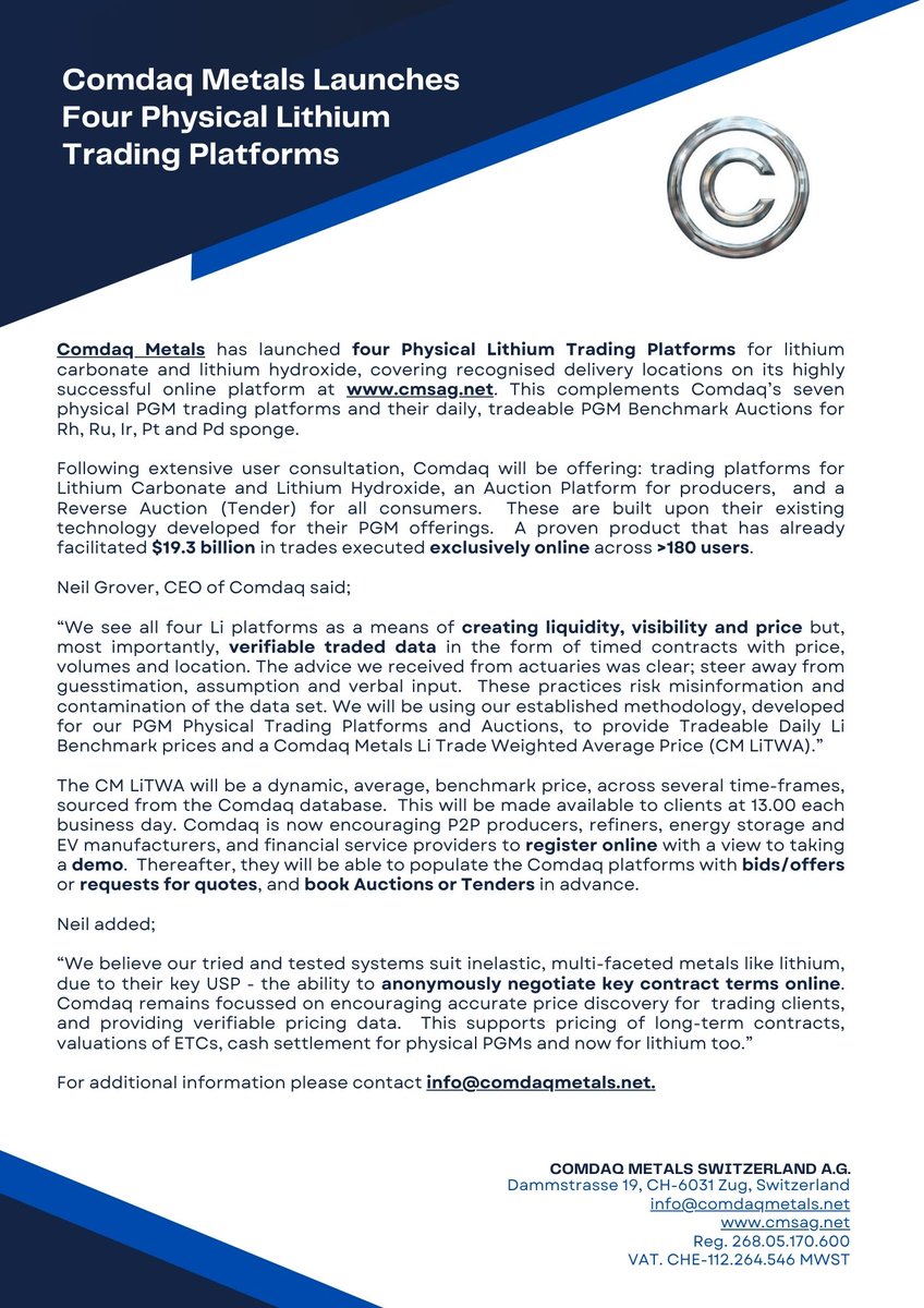 New Lithium Platforms Launched #lithium #criticalmetals #energystorage #batterymetals #supplychain #electricvehicles #nomorebrokers