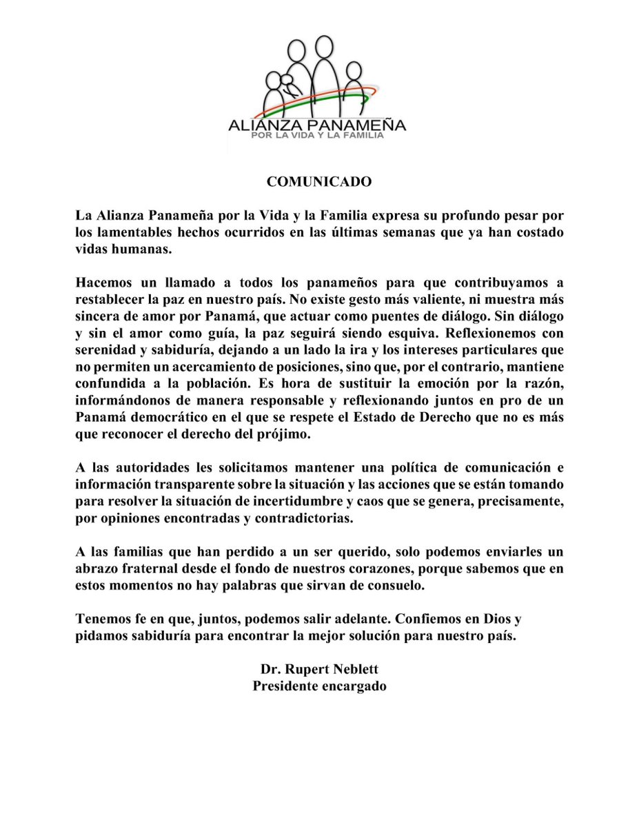 🇵🇦🤍 En APVF, sabemos que Dios nos ha llamado a la PAZ y en ese sentido, pedimos sabiduría para encontrar la mejor solución.

A las familia que han perdido a un ser querido, solo podemos enviarles un abrazo fraterno desde el fondo de nuestros corazones,sabemos que no hay palabras