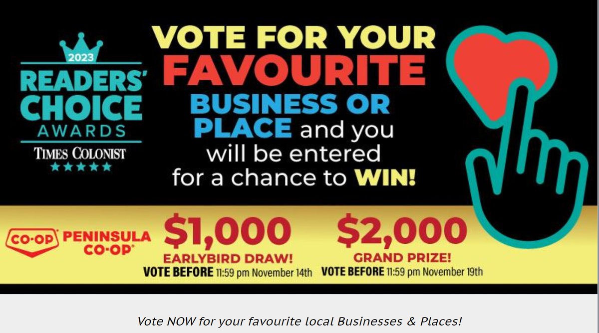 We're honored: nominated for a Times Colonist Readers' Choice Award.
Please VOTE before 23:59, Nov 19th to bring #home a win (Real Estate... Property Mangement)
timescolonist.secondstreetapp.com/TC-Readers-Cho…
Thank you #YYJ for your continued support!  We're so proud to serve this incredible community!