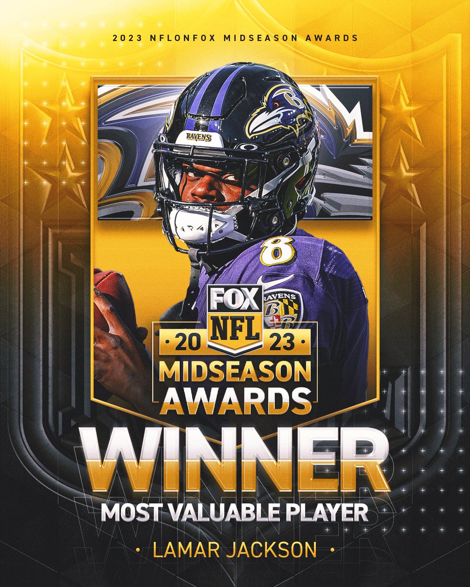 Your 2023 midseason MVP is @Ravens QB Lamar Jackson, as voted on by NFL on FOX fans! 😎