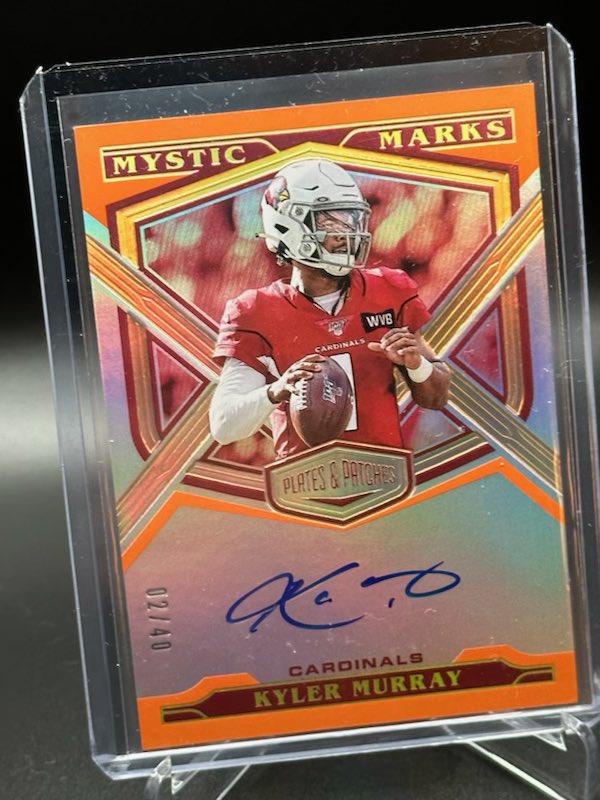 macccsull's tweet image. $150 Kyler Murray Arizona cardinals plates and patches auto 02/40 @HobbyConnector